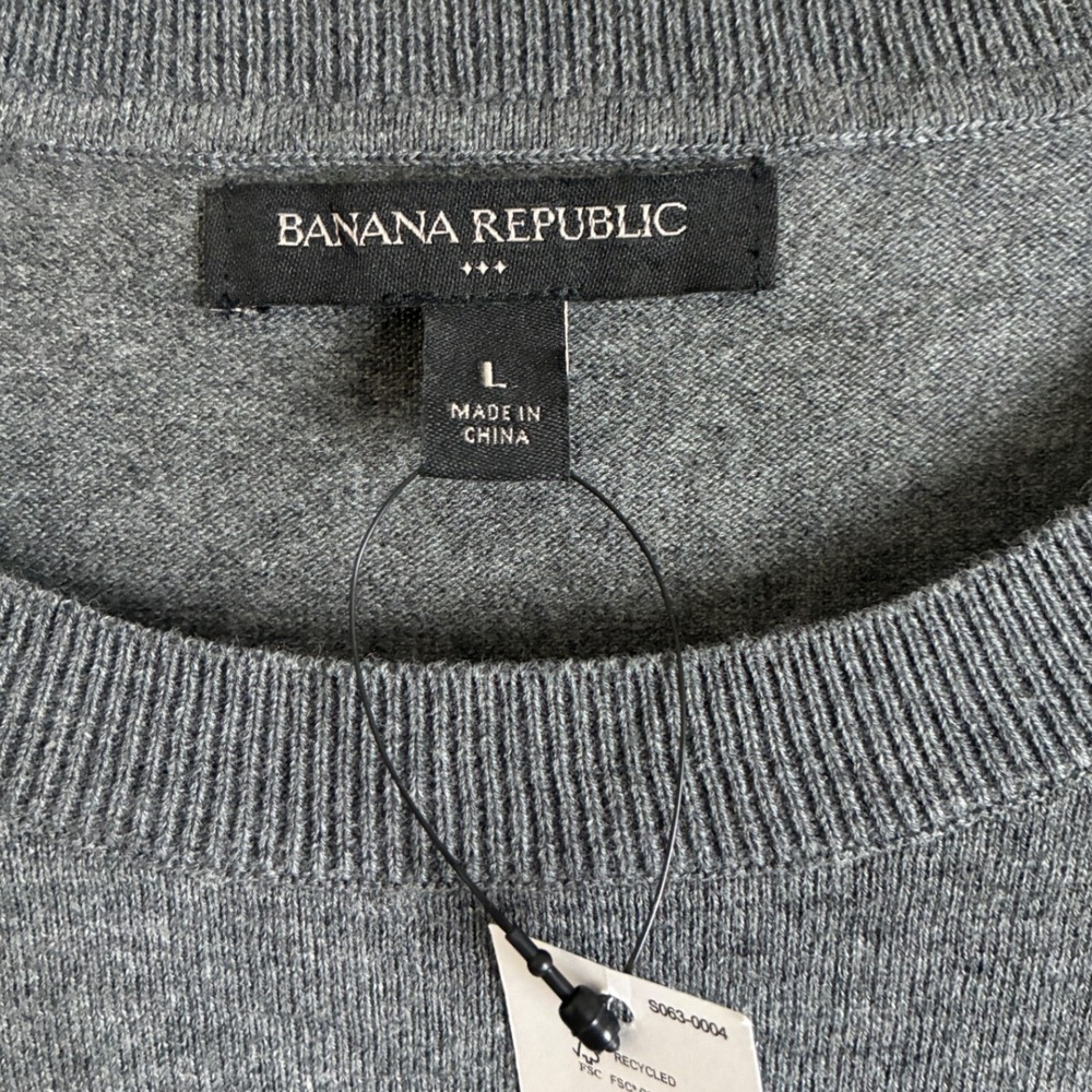 Banana Republic Womens L Gray Cat Glasses Intarsia Cotton Sweater NWT - Picture 6 of 10
